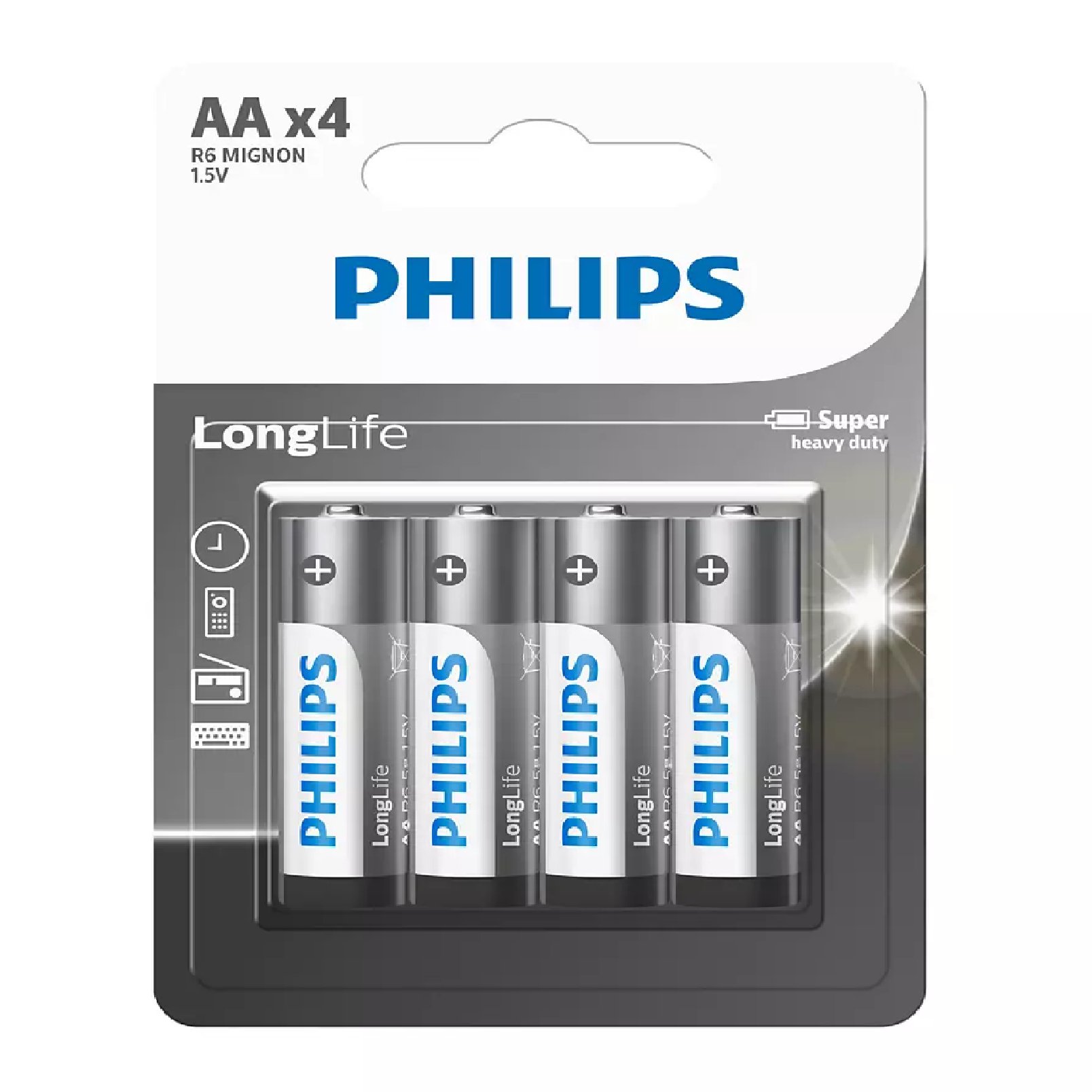 Philips 4AA LONG LIFE Zinc Chloride Battery 4PC/PACK
